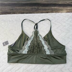 Nwt $36 Aerie American Eagle Lace Racerback Bra Top Cami Bralette Green Ombré M